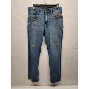 Urban Star Mens Blue Cotton Relaxed Fit Straight Leg Jeans Size 32/30